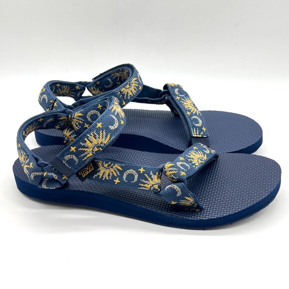 Teva Womens Size 9 Navy Blue Gold Original Universal Sun Moon Celestial Sandals - Picture 1 of 13